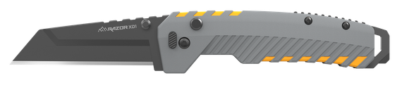 Outdoor Edge Razor XD2, 3.00" Folding Plain 420J2 Stainless Steel Blade, Gray/Yellow Aluminum Handle 