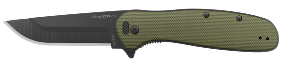Outdoor Edge Razor VX2, Spring Assist Pivot, Green G10 Handle, Matte Finish 