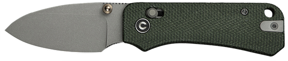CIVIVI Baby Banter 2, Thumb Stud & Crossbar Lock, Green Canvas Micarta Handle, Gray Stonewashed Nitro-V Blade 