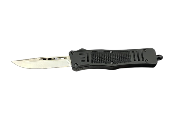 Steel River Knives MT616 Ultralight Mini, 2.75" OTF Drop Point Plain Polished D2 Steel Blade, Black Aluminum Handle 