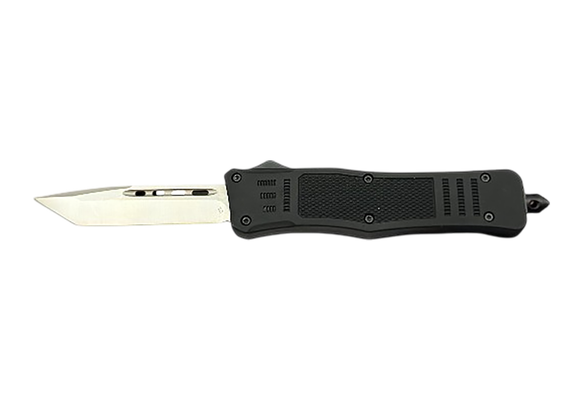 Steel River Knives MT620BULT, Lightweight Automatic Folding Knife, Black Aluminum Handle, Polished D2 Tanto Blade 
