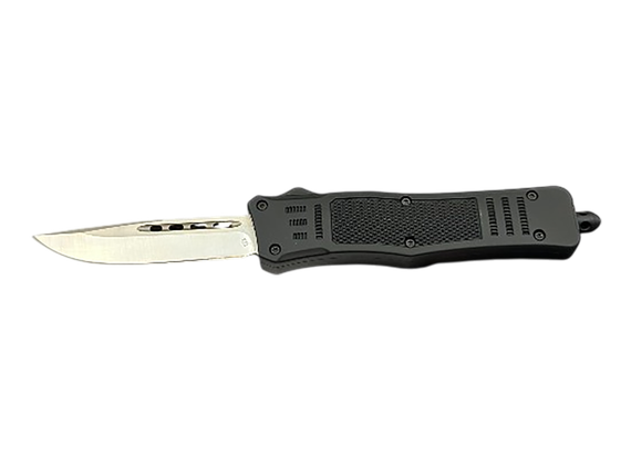 Steel River Knives Drop Point Automatic Knife, Black Handle 