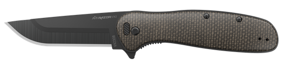 Outdoor Edge Razor VX2, 3.00" Folding Knife, Brown Burlap Micarta Handle, Matte Stainless Steel Blade 