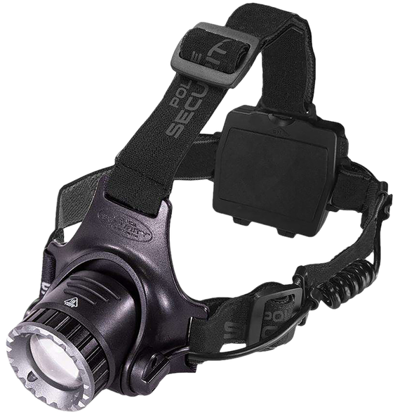 Police Security Long Throw Headlamp, 470 Lumen LED, Black Aluminum 