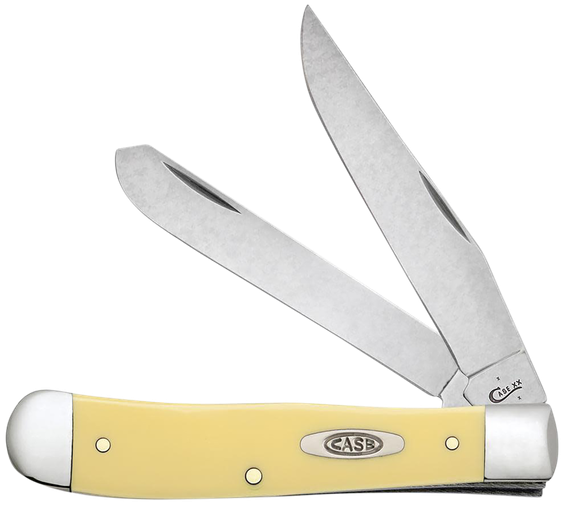 Case Trapper, Clip Point/Spey Blades, Smooth Yellow Synthetic Handle, Carbon Steel 