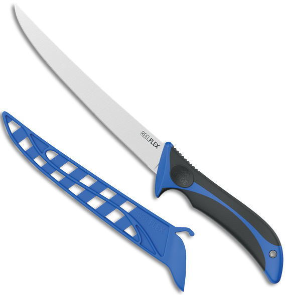 Outdoor Edge ReelFlex, 7.50" Fixed Fillet Knife, Blue/Black TPR Handle, Satin 4116 Stainless Blade 