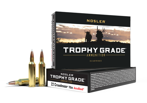 Nosler Trophy Grade 22 Creedmoor 70gr AccuBond Ammunition, 20 Cartridges 