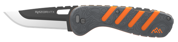 Outdoor Edge Razor HTX, Folding Knife, 3.00" Blade, Gray/Orange Rubberized Aluminum Handle, Matte Finish 