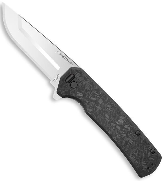 Outdoor Edge Razor VX5, EDC Folding Knife, 3.00" Plain Satin 420J2 SS Blade, Black Carbon Fiber/G10 Handle 