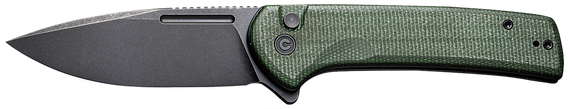 Civivi Conspirator, 3.48" Nitro-V Steel Blade, Green Textured Micarta Handle, Black Stonewashed Finish 