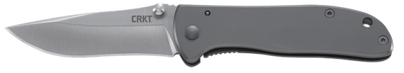 CRKT Drifter, EDC Folding Knife, 2.88" Drop Point Plain Edge Blade, Silver Stainless Steel Handle 