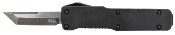 Templar Knife Premium Lightweight Micro OTF, 1.85" Tanto Plain D2 Blade, Black Aluminum/Rubber Handle, Black Oxide Stonewashed Finish 
