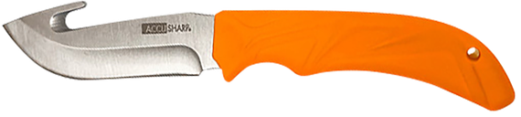 AccuSharp Gut-Hook, Fixed Gut Hook Knife, Blaze Orange Handle, Stainless Steel Blade 