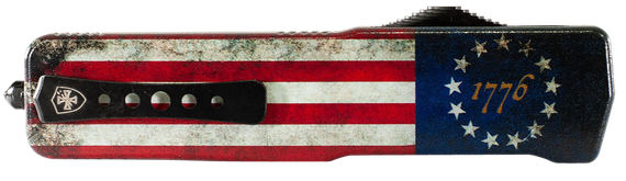Templar Knife Premium Weighted Betsy Ross Flag Large, OTF Drop Point D2 Steel Blade, Betsy Ross Flag Aluminum Zinc Alloy Handle, Black Oxide Stonewashed Finish 