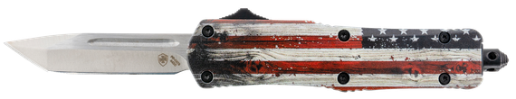Templar Knife Gen II Wood US Flag, OTF Tanto, 2.69" Blade, Nylon Sheath 
