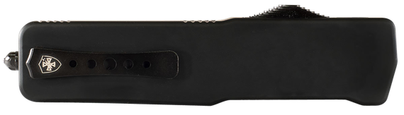 Templar Knife Premium Weighted Large OTF, 3.55" Drop Point Plain Powdered D2 Blade, Black Aluminum/Rubber Handle, Black Oxide Stonewashed Finish 