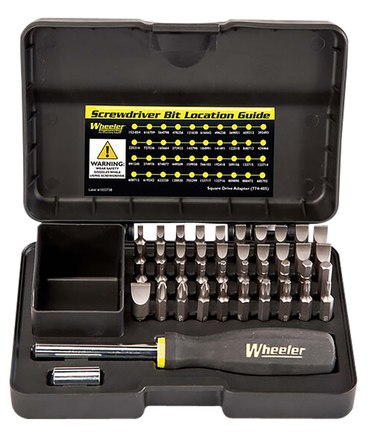 Wheeler Gunsmithing Screwdriver Set, 43-Piece Hollow-Ground Bit Set with Magnetic Handle and Storage Case, Black 