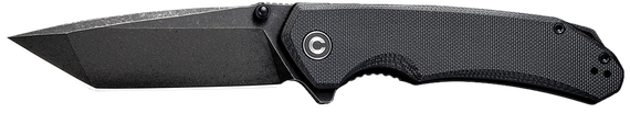 Civivi Brazen, 3.46" Tanto D2 Blade, Black Textured G10 Handle, Black Stonewashed Finish 