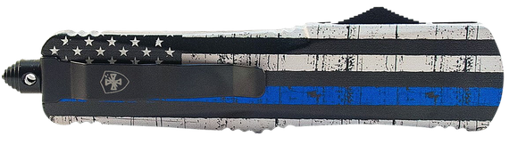 Templar Knife Gen II Back The Blue Slim, 3.43" 440C SS Dagger Blade, Black Oxide Stonewashed, Black & White w/ Blue Line Aluminum Handle, Glass Breaker 