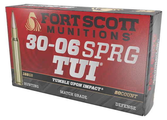Fort Scott Munitions TUI 30-06 Springfield, 168gr, Solid Copper Spun, 20 Rounds 