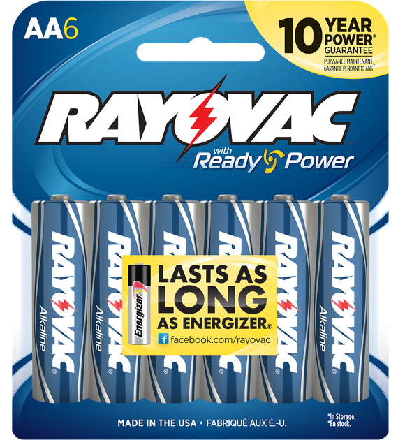 Rayovac AA High Energy, Alkaline Batteries, 6-Pack, Silver/Blue 
