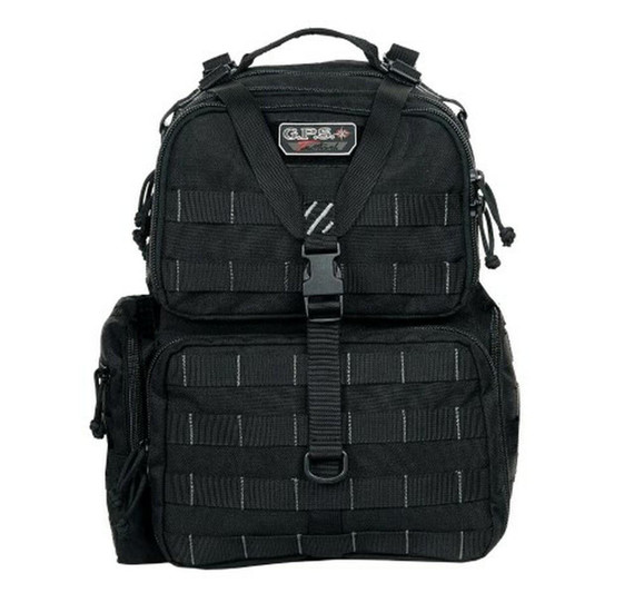 GPS Tactical Range Backpack, Holds 3 Handguns, Black 