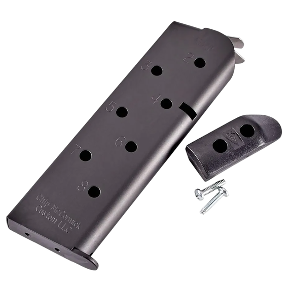 Chip McCormick Match Grade, Magazine, 8 Rds, USGI-Style Fixed Base, Black Stainless Steel 