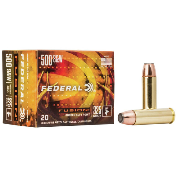 Federal Fusion, 500 S&W Magnum, 325 Grain Bonded Soft Point, 20 Rounds 