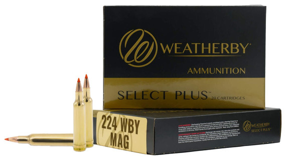 Weatherby Select Plus .224 WBY Mag 37gr Hammer Custom, 20 Cartridges 