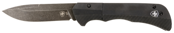 Templar Knife Auto Assist, 3.50" Drop Point Blade, Black Oxide Stonewashed D2 Steel, 4.25" Aged Aluminum Handle 