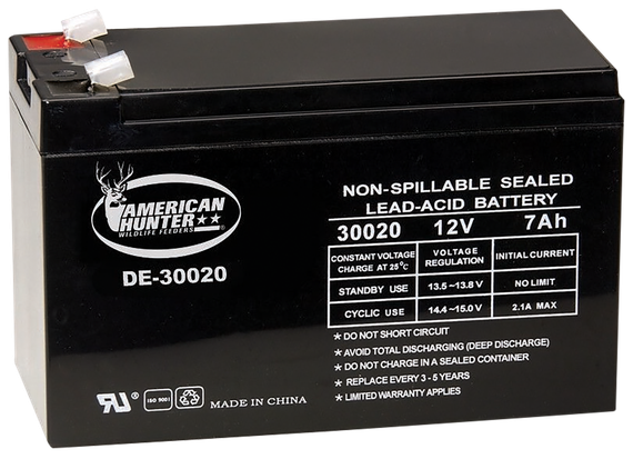 American Hunter DE-30020, 12V 7Ah Non-Spillable Sealed Lead-Acid Battery, Black 