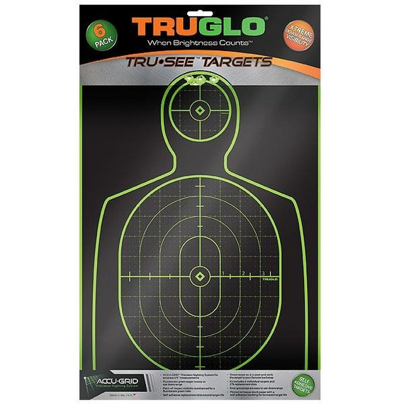 Truglo Tru-See Targets, Self-Adhesive Handgun Silhouette, 12x18, 6 Pack 