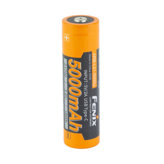 Fenix ARB-L21-5000U, USB-C Rechargeable 21700 Battery, Black 