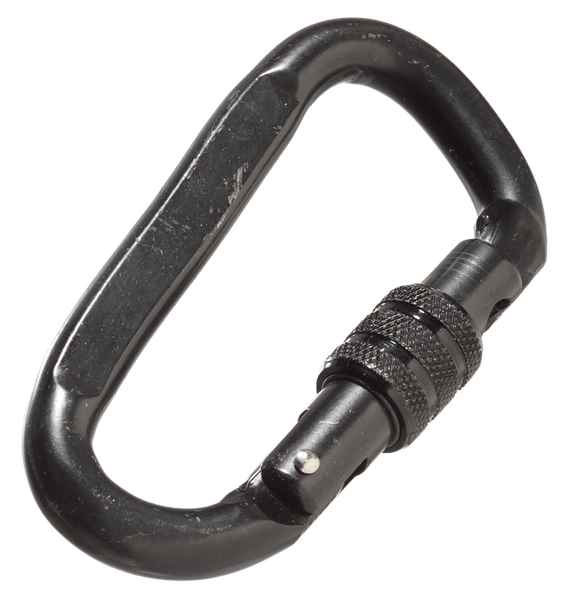 Muddy Safety Harness Carabiner, One-Hand Locking, Black Steel 
