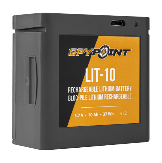 SPYPOINT LIT-10 Rechargeable Lithium Battery Pack, 3.7V 10,000 mAh, Black 