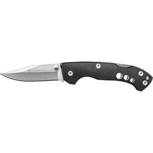 Smith & Wesson 24/7 CK109, Clip Point Folding Knife, Black Aluminum Handle 