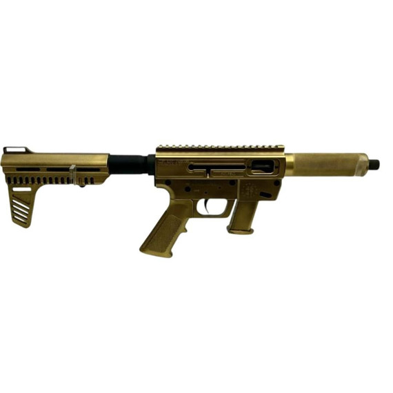 Just Right Carbine JR Carbine Trump Edition Pistol, Blade Arm Brace, 9MM, 6.50" Threaded Barrel, 15 Rds, Gold Cerakote 