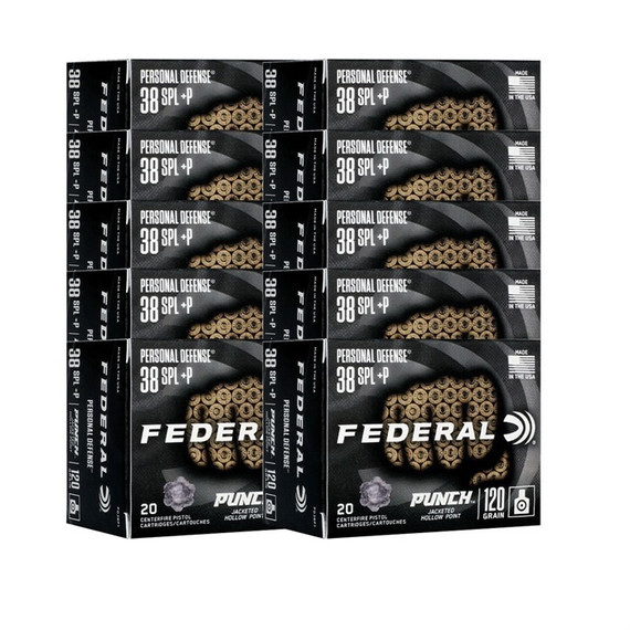 Federal Personal Defense Punch, .38 Special, 38 SPL +P, 120 Gr Jacketed Hollow Point, 200/Case 