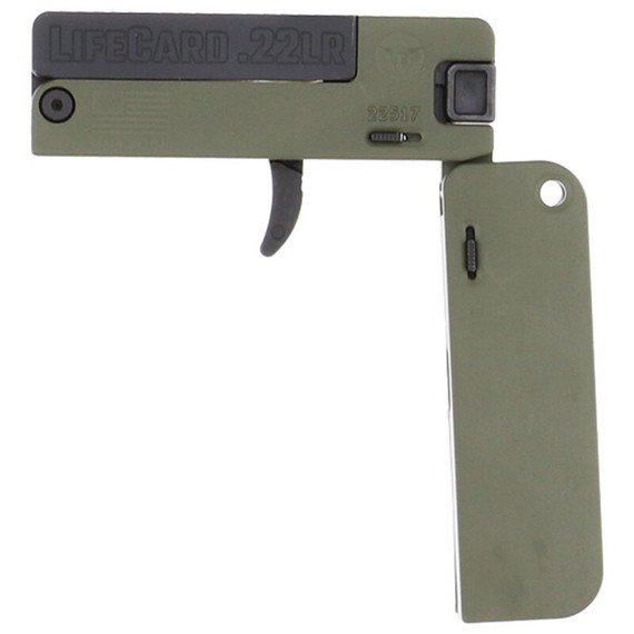 Trailblazer Firearms LifeCard, Credit Card Size When Closed, .22 LR, 2.50" Barrel, 1 Rds, OD Green 