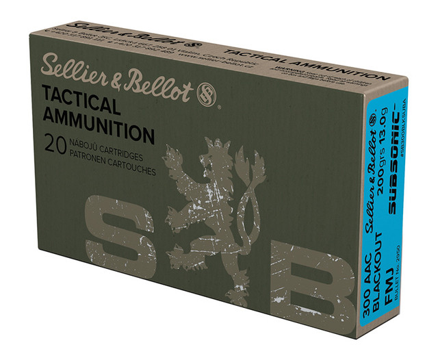 Sellier & Bellot SB300BLKSUBA, 300 AAC Blackout, 200 gr, FMJ, Subsonic, 20 Rds - 754908512461 