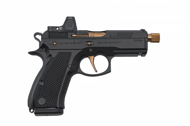 CZ Custom Shop CZ 75 P-01, Black/Bronze DLC, 9mm, 1/2x28 Threaded ...