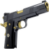 Dickinson Adam 1911 Acoustic, Shiny Black, .45 ACP, 5.00" Barrel, 8 Rds, Black And Gold 