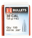 Hornady FMJ Rifle Bullets, 30 Caliber, .308, 125 Grain, Full Metal Jacket, 100 Per Box - 090255301960 