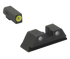 Meprolight USA Hyper-Bright Sight Set, Green Tritium, Yellow Outline Front, Black Outline Rear, Fits Glock 17/17L/19/22 - 810013520781 