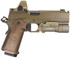 Nighthawk Custom Sandhawk Comp w/ Trijicon SRO 2.5 MOA Red Dot, 9MM, 5.00" Compensated Barrel, 17 RDs, Bronze/FDE - 144506512084 