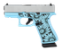 Glock 43X MOS, 9mm, 3.41" Barrel, 15 RDs, Blue Flower Engraved / Stainless 