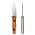 Ocaso Sevra, Fixed Blade Knife, Ironwood Handle, Stonewash Finish, Brown Leather Sheath, Stainless 