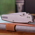 Ocaso Regis, Stonewashed Titanium Handle, Stonewashed Blade, Satin Hardware 