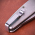 Ocaso Regis, Stonewashed Titanium Handle, Stonewashed Blade, Satin Hardware 