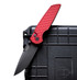 Pro-Tech TR-3 Integrity Thumbstud Manual, 3.5" DLC Black MagnaCut Blade, Red Reptile Textured Aluminum Handle, Black Hardware, Wide Deep Carry Clip 